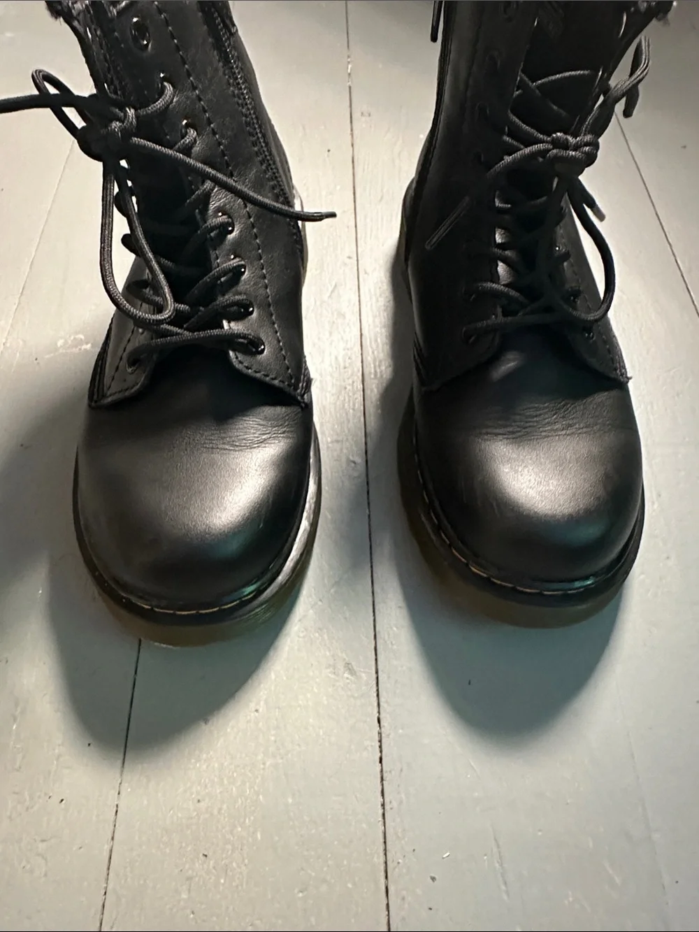 Dr. Martens Black Kids Lace-Up Combat Boots 1460